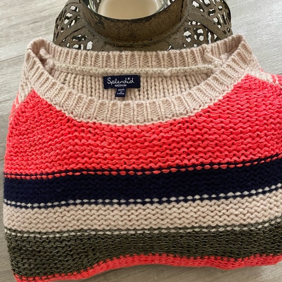 Splendid Colorful Multi-Striped Knit Crew Neck Long Sleeve Sweater Medium - Picture 9 of 10